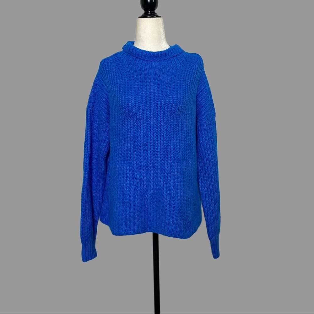 💛 MP 💛 NWT Anthro Sweater Blue Knit Cowl Neck Soft Cozy Comfortable​